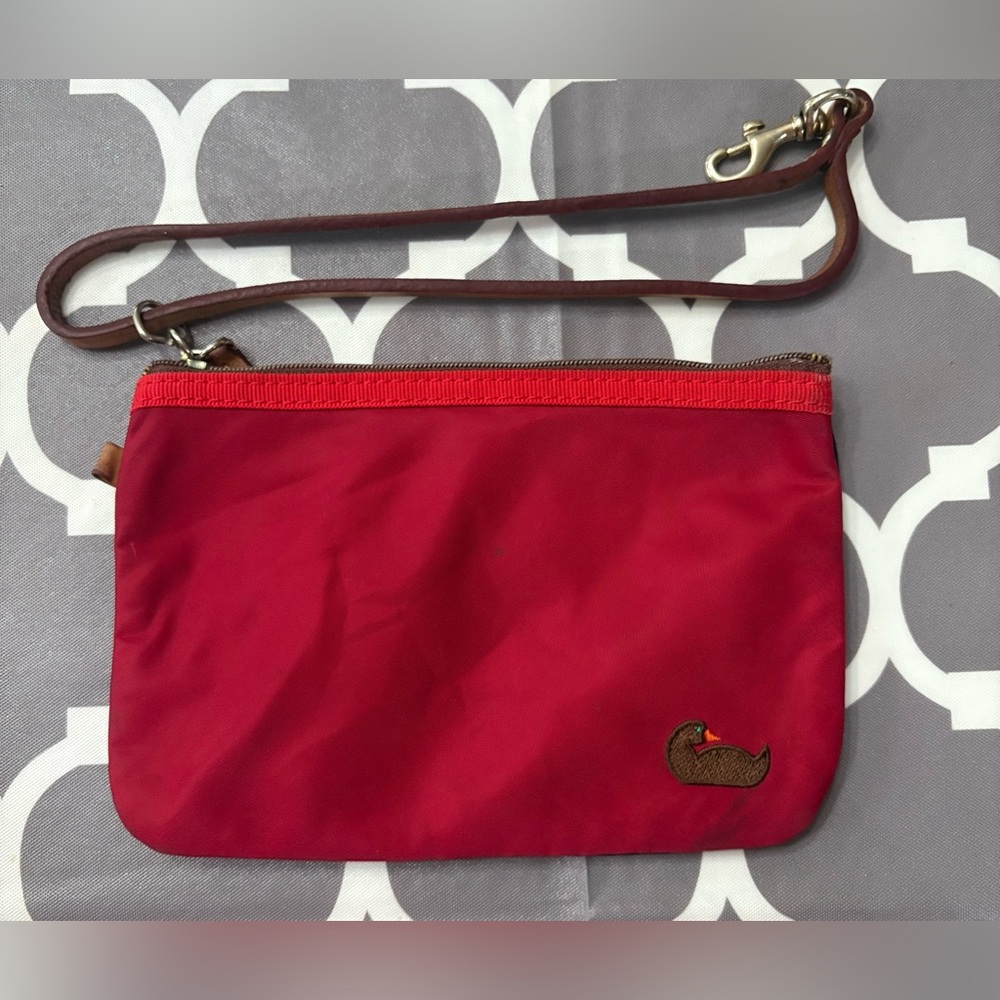 Dooney & Bourke Vintage 90s nylon leather strap embroidered duck wristlet